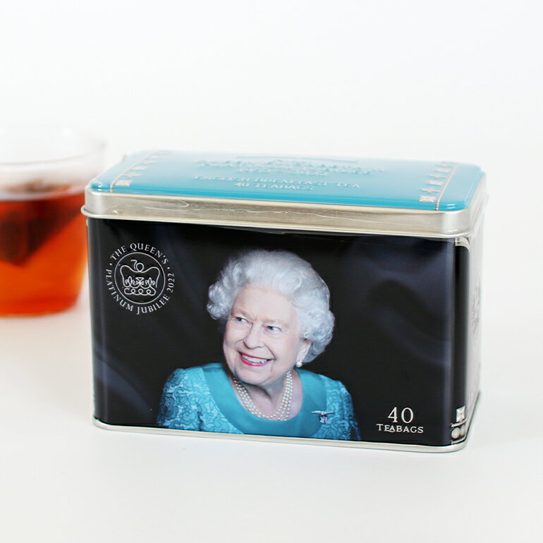 【100円クーポン配布中】NEW ENGLISH TEA[ニューイングリッシュティ]エリザベス女王プラチナジュビリー ティー缶(40pcs/イングリッシュブレックファースト)[紅茶 紅茶缶 ティーバッグ 40袋 イギリス スリランカ 輸入食品]