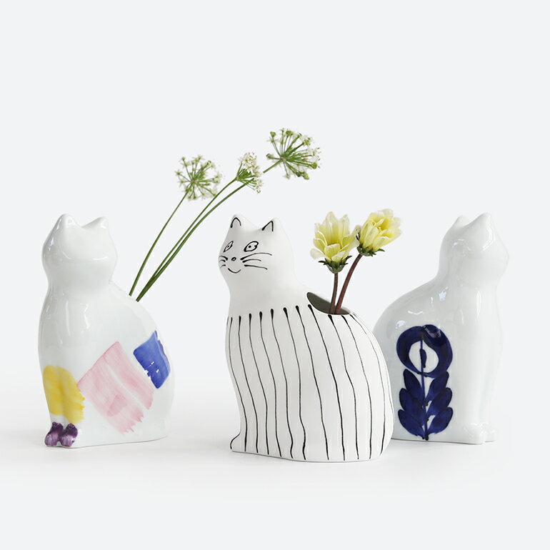 【100円クーポン配布中】zen to[ゼント]ひがし ちか I AM JIKINEKO フラワーベース[花器 ネコ 猫 磁器 インテリア かわいい おしゃれ 贈り物 ギフト]