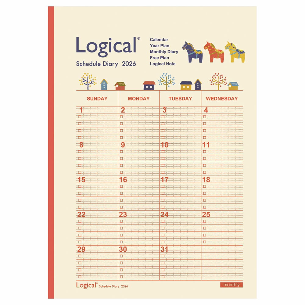 ナカバヤシ ロジカルダイアリー 月間ノートタイプ A A5 ウマ NS-A502-26AE 月間ブロック 2026年 スケジュール 手帳 スケジュール帳 ダイア...