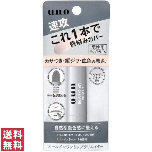 【送料無料(ゆうパケット)】ファイントゥデイ ウーノ uno オールインワンリップクリエイター 2g リップ リップクリーム リップスティック 男性 男性用 メ...