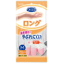 エステー ファミリー ビニールうす手 ロング 腕カバー付き 指先抗ウイルス加工 M ピンク 1双 ゴム手袋 ビニール手袋