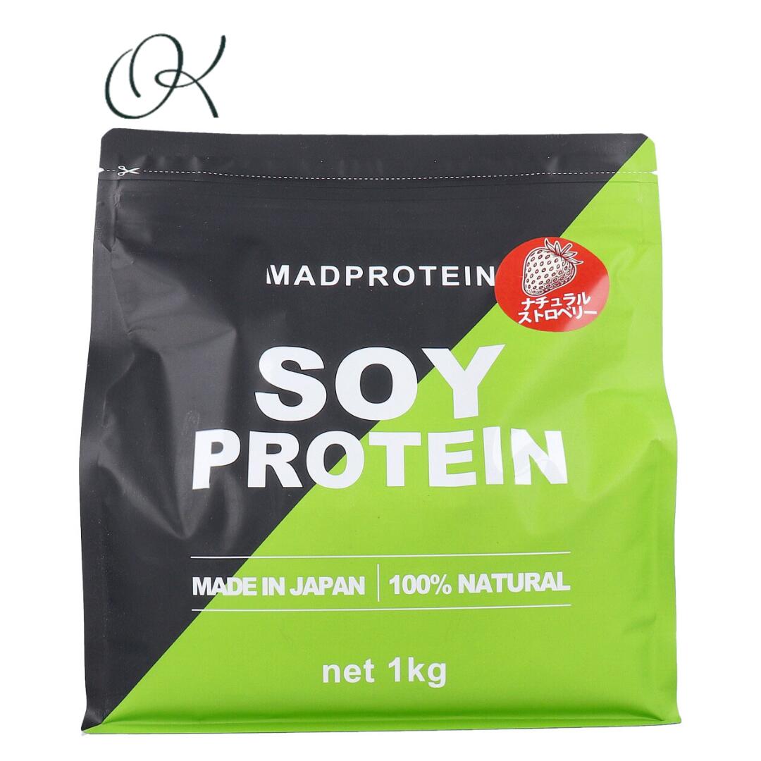 【選べる個数】MADPROTEIN ソイプロテイン ナチュラルストロベリー 1kg 人工甘味料不使用 プロテイン ..