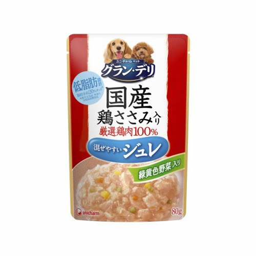 ユニチャーム グラン デリ 国産鶏ささみパウチ ジュレ 成犬用緑黄色野菜入り 80g 【ユニ チャーム Unicharm グランデリ】