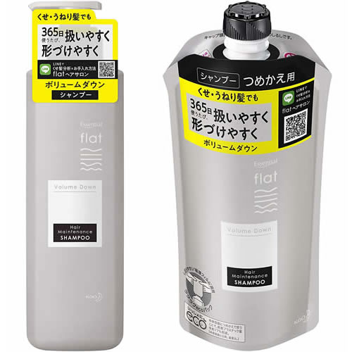 花王 エッセンシャル フラット ボリュームダウンシャンプー ポンプ＆つめかえセット 500ml+340ml【kao エッセンシャル flat ボリュームダウン くせ髪 うねり髪】