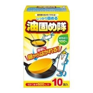 簡単に鍋からはがれる！ 揚げカスもそのまま固めて、ナベやフライパンの後始末が簡単。 ・植物由来の原料を使用 ・吸油量:1包あたり600mL リニューアルに伴い、パッケージ・内容等予告なく変更する場合がございます。予めご了承ください。 商品名 油固め隊 内容量 10包入 原産国 日本 問い合わせ先 コットン・ラボ 170-0004 東京都豊島区北大塚1-13-4 日本生命大塚ビル4階 03-5980-6095 関連商品 その他油処理剤