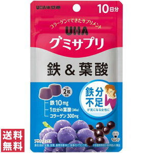 【クーポン配布中】【送料無料（ネコポス）】UHA グミサプリ　鉄＆葉酸10日分 ＜20粒＞（UHA味覚糖）【グミサプリ】