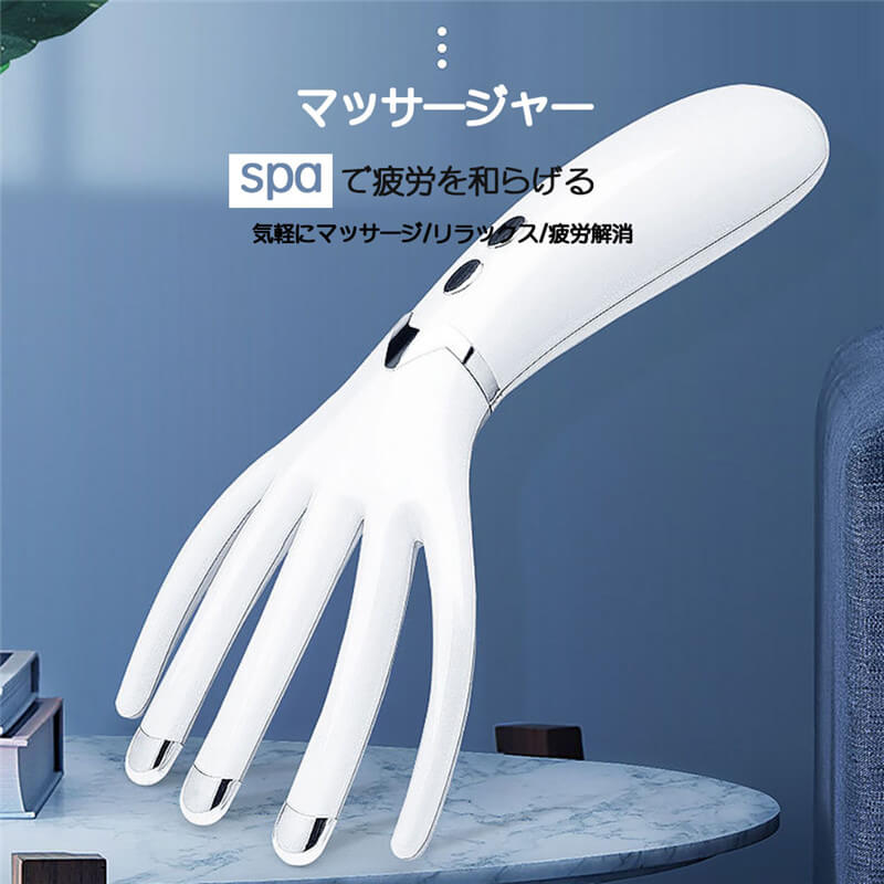 -商品詳細- 商品仕様： 【色】白 【電源方式】充電式 【サイズ】約80 * 230 * 50mm 【充電時間】約2時間 【本体材質】ABS 【電池容量】400ミリアンペア 【温度】約42° 【ビデオ解像度】1920*1080ピクセル 【ヘッド材質】電気メッキされた検知層 【洗浄方法】 ほこり、乾いた布で拭いてください。 頑固な汚れ、アルコール綿で拭き取ることができます 【使い方】 1分のヘッドケア 額からこめかみまで揉む 髪の根元に沿って前後にスライドする 顔の周りから頭のてっぺんまで揉む 从太?穴?始向???梳， 再一次仔??理。 从?部?始向后?部梳，斜着滑?。 【製品説明】 ハイパワータッチヘッド、手触りがよい 高周波振動タッチヘッド、最大8,500回/分振動 緊張を和らげ、リラックスする、指圧のようなデザインは快適だ 振動マッサージ機能は、頭をマッサージして物理的な刺激をあげ、脳をの不快感を取り除く、 耳と目にもよい効果があり、マッサージは脳の血液循環を促進する 脳の酸素摂取量を増やし、大脳皮質の機能調節に有益であり、 記憶力を強化して、疲労を和らげ、緊張や不安を取り除き、 脳は十分なエネルギーと体力を取り戻させる頭部マッサージ また、不眠症、耳鳴り、難聴、めまいの予防に優れた補助治療効果がある