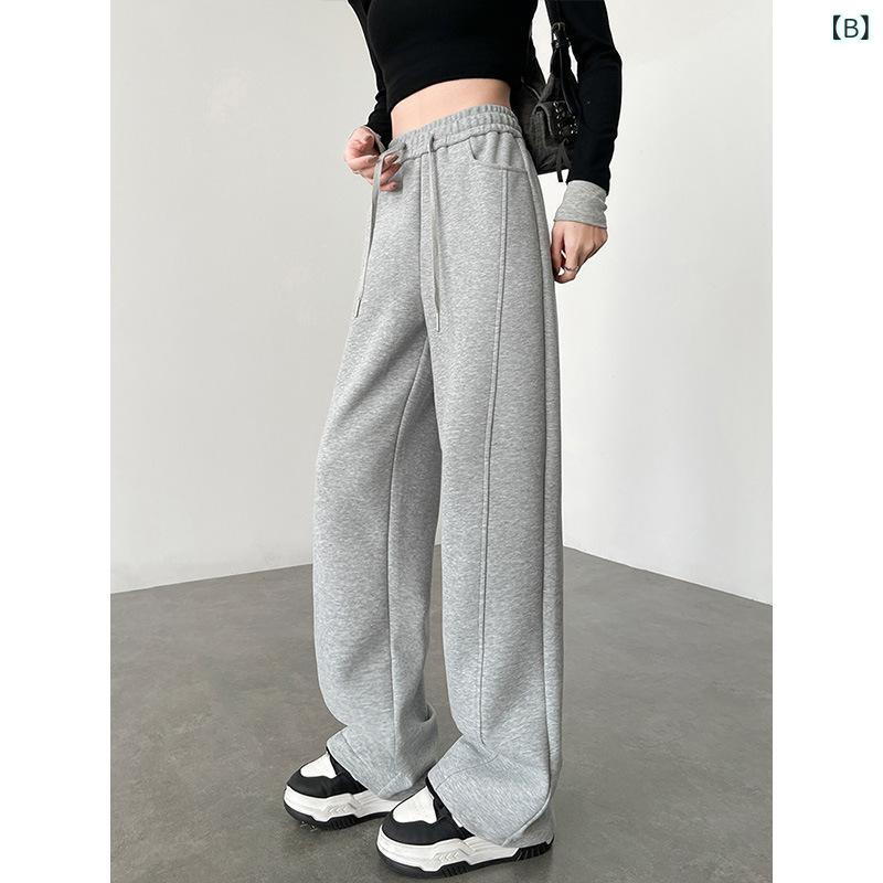 OKTのパンツ レディース 春夏 花柄 グレー 運動パンツ 高腰 ゆったり ワイドレッグ ナイフプリーツ ベーシック コットン 混紡 ストレッチ 吸湿速乾 軽量 通勤 普段使い 部屋着 柔らかい 落ち感 ストレート シルエット｜アングル3