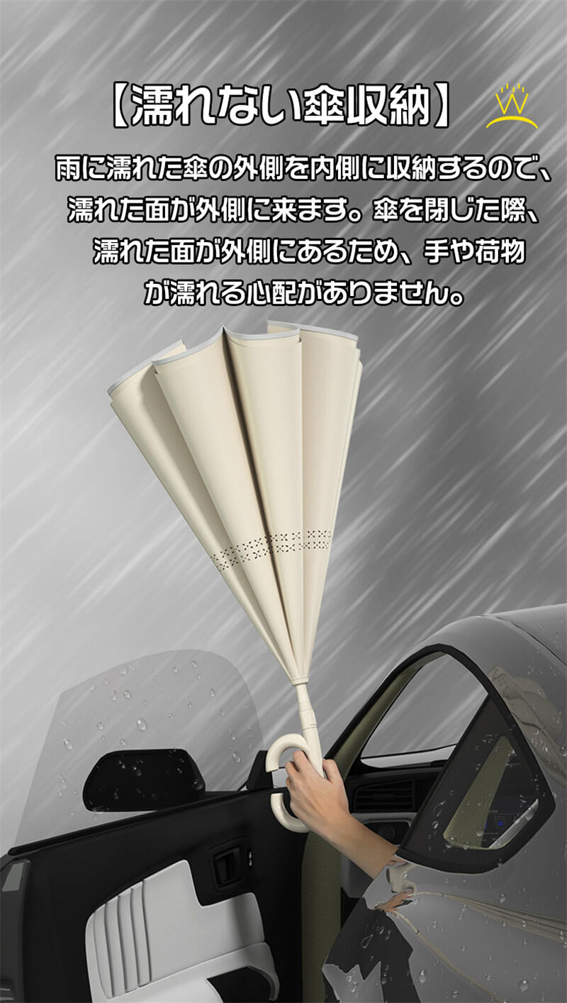 日傘 逆さま傘 逆さ傘 晴雨兼用 逆転傘 無地紫外線カット 自立式 UVカット 耐風 風...