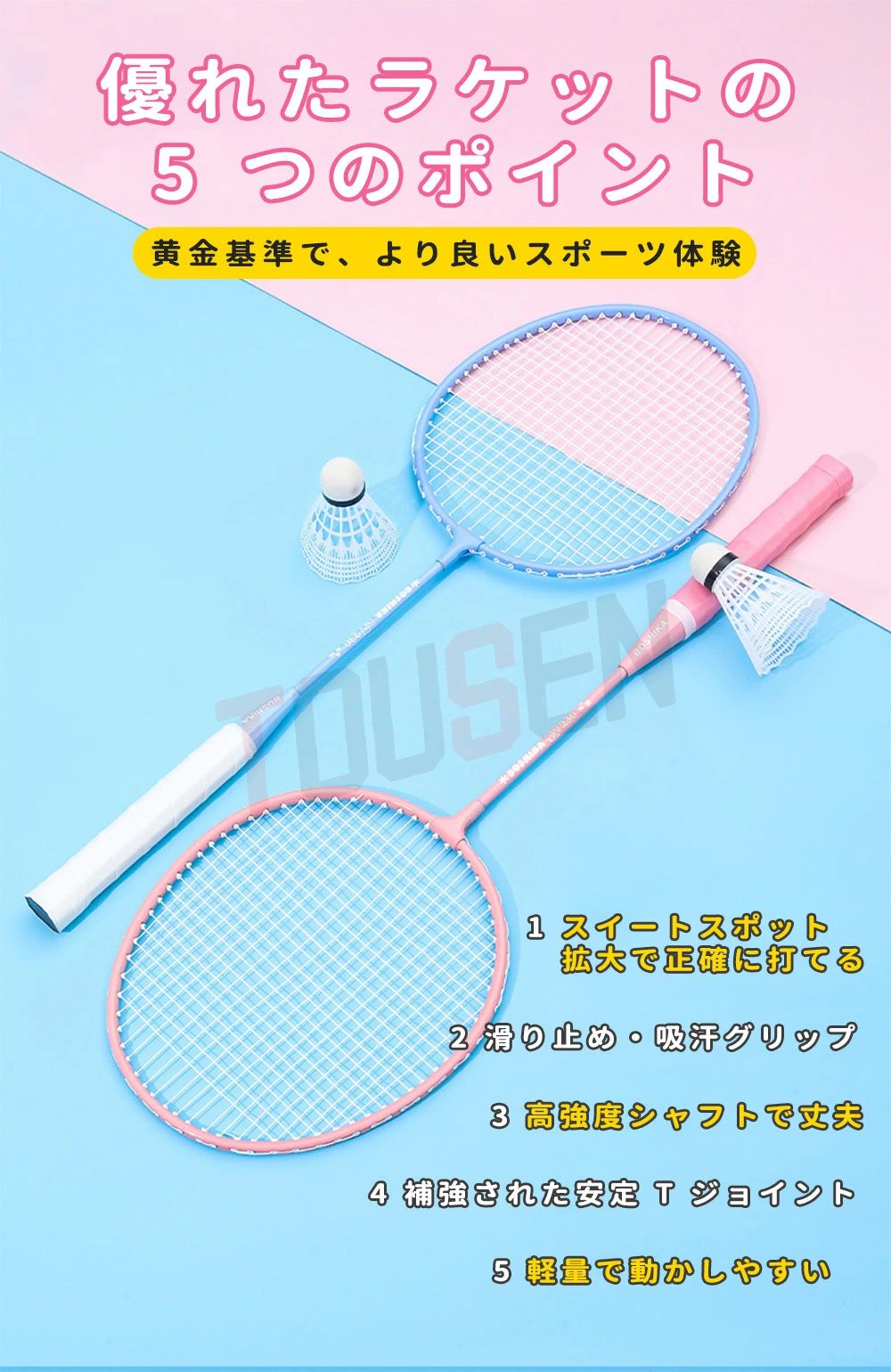 初心者 練習用 公園 初心者向け 安心 中級 グリップ ラケット バドミントンセット ...