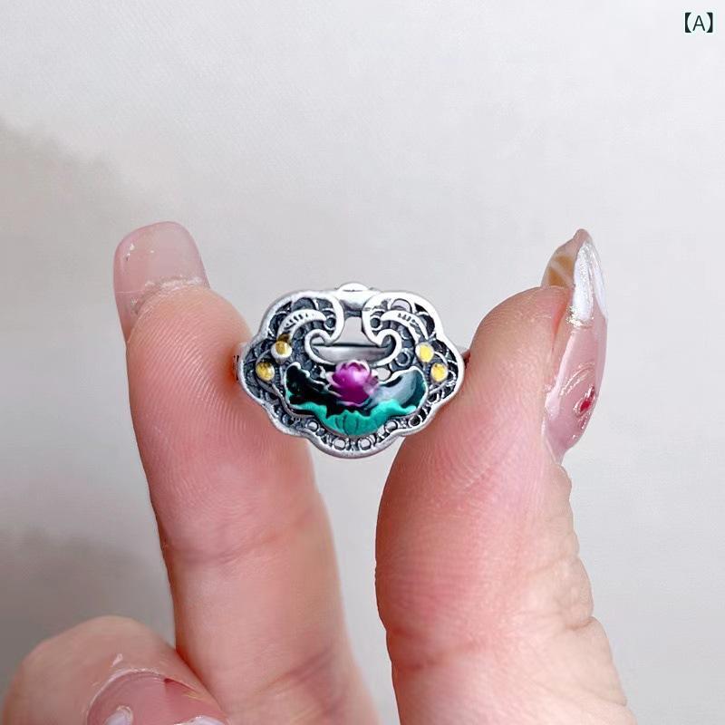 レトロ エナメル レディース ハンドメイド 上品 おしゃれ アンティーク 独創的 蓮...