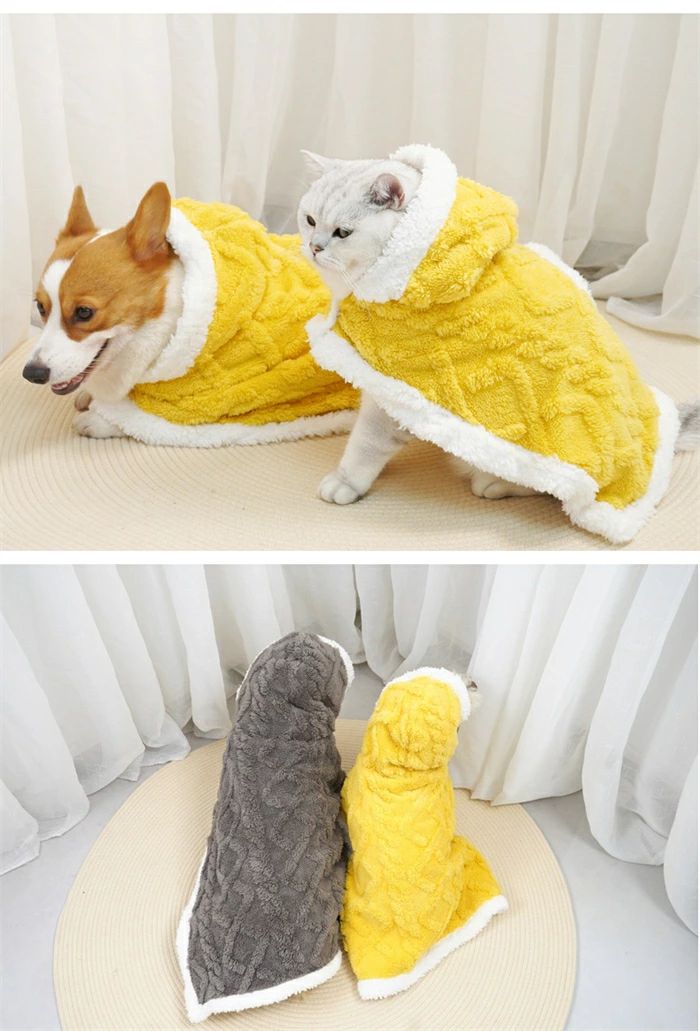 OKTの犬 服 冬 もこもこ 着る毛布 フード付き　ふわふわ 秋冬 暖かい ドッグウェア 袖なし 犬の服 ポンチョ型 犬用 服 アウター　おしゃれ かわいい 室内 お布団 おくるみ 保温 防寒｜アングル3