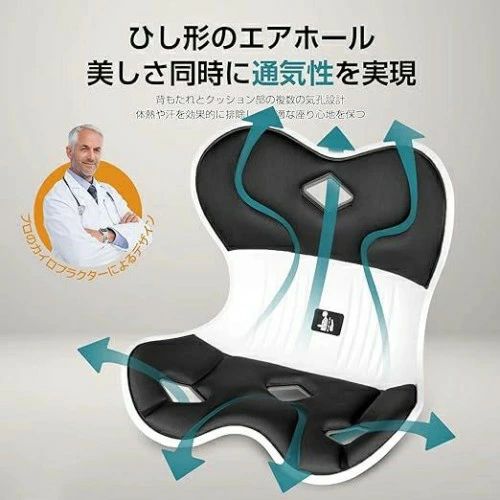 骨盤から腰をサポート 高反発メモリー綿 腰当て クッション 軽量 持ち運び簡単 椅子や床に置いて座るだけ 猫背改善 腰が痛くならない 腰椎椎間板ヘルニア予防 オフィス テレワーク