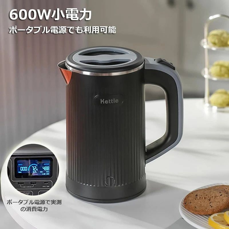 キッチン用品 お手入れ簡単 湯沸かし器 コンパクト電気ポット 蓋取り外し可能 空焚...