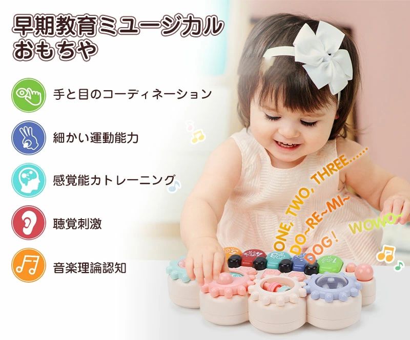 OKTのピアノおもちゃ かわいい モンテッソーリ教育 ハリネズミ キッズ キーボードおもちゃ 赤ちゃん 楽器 音と光 5種類動物音 13曲 子ども知育玩具 早期開発 指先訓練 聴覚発達 色認知 動物認知 男の子女の子 0歳1歳2歳3歳1歳児 人気 クリスマス 誕生日プレゼント 送料無料｜アングル2
