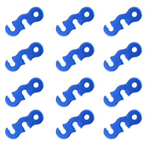 Azarxis アルミ自在金具 コードスライダー 軽量耐久 ロープテンショナー ロープ長さ調整 穴径5.8mm ガイラインライナー テント キャンプ ロープ張り 12個入 (ブルー(3つ目) ? 12個)