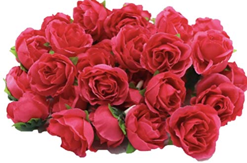 (Mikishin) バラ 造花 50個 3cm ブーケ ローズ 薔薇 結婚式 装飾 (濃いピンク)