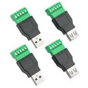 WMYCONGCONG 4個 USB 2.0 タイプA オス - メス 5ピン ネジ留め式端子台 コネクタ 無はんだ充電およデータ転送コンバーター 変換アダプタ...