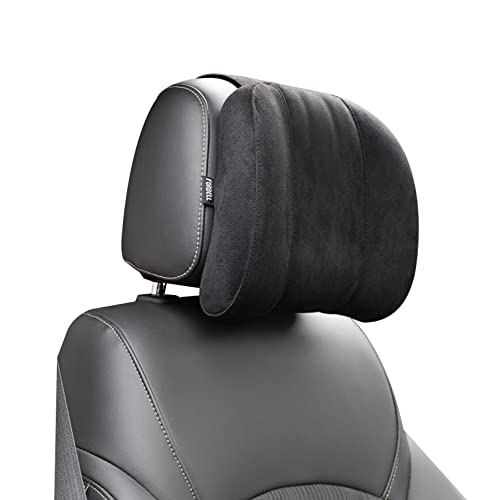 Forbell 車用メモリーフォーム枕 - 車の首枕に最適 皮レザーの表面と内部のメモリーフォームで長時間運転でも首の負担を軽減 ドライブ用ネックピロー
