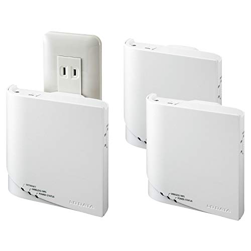 IODATA メッシュWiFi 無線LAN ルーター 11ac Wi-Fi 867+400Mbps 子機2台 コンセント直付け IPv6 3階建/4LDK/40台 日本メーカー WN-DX1300GNEX2