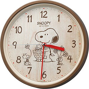 リズム(RHYTHM) SNOOPY ( スヌーピー ) 掛け時計 キャラクター アナログ 連続秒針 茶 (木目調) スヌーピーM06 8MGA40-M06