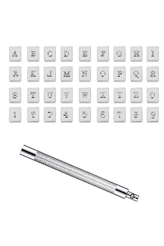 YFFSFDC 刻印セット レザークラフト 交換式刻印 3.5mm 36個セット 革用刻印セット DIY 手作り レザーク..