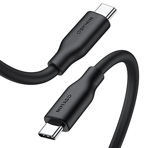 NIMASO USB-C & USB-C ケーブル NIMASO絡まないケーブル 100W シリコン素材採用 結束バンド付き USB PD対応 5A急速充電 USB2.0 タイプc ケーブル S23/S23+/S23 Ultra/S22/S22+/S22 Ultra/iPad Pro/iPad mini6/MacBook/MacBook Air/MateBook対応 (0.5m ブラック) type-c ケー