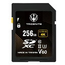 TRIDENITE 256GB SDカード 読取り最大 245MB/s, UHS-II U3 V60 4K UHD, PROFESSIONAL GRADE SDXC メモリーカード 黒