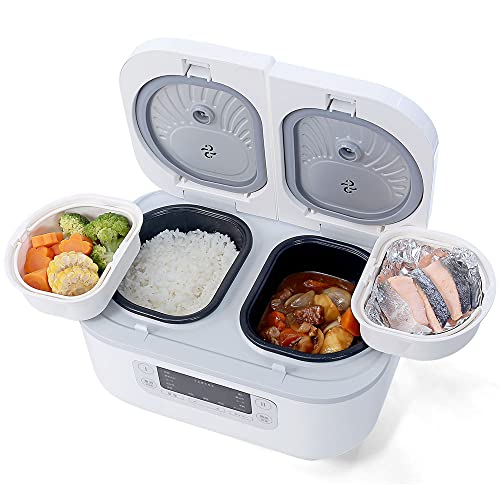 life_mart 炊飯器 料理も出来る 【 3.5合×2 ホームダブルインナー 一体型 多機能炊飯器 】 炊き込み スープ おかゆ 雑炊 蒸し 煮込み ケーキ ヨーグルト 手動 再加熱 保温 炊飯 お米