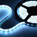 短色 LEDテープライト● 12V 高輝度 5M 300連 防水IP65 切断可能 白ベース/LED 強力粘着両面テープ 正面発光 SMD 5050 (ホワイト...