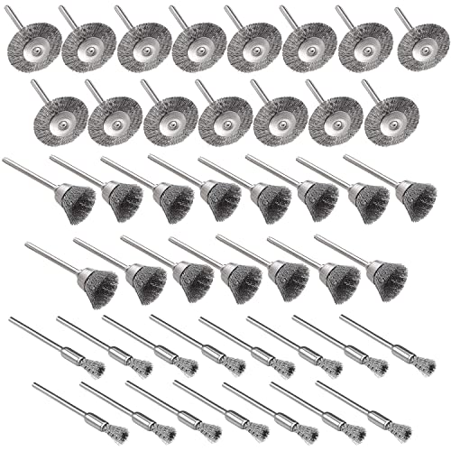 Kimlonton 45個セット ステンレス鋼ワイヤーブラシ 研磨ブラシ ルーター ブラシ ホイール ...