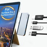Microsoft Surface Pro 9 & Surface Pro 8 ϥ֥ɥå󥰥ơ4K HDMIץType-C PDšUSB 3.0 & USB 2.0ե Pro 8 Ѵɥå4 in 2 ߥ˥ ե Pro 9 & Pro 8  ϥ