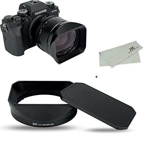 JJC メタル 正方形 レンズフード + フードキャップ Fujifilm XF 56mm F1.2 R WR レンズ 用 クリーニングクロス 付き