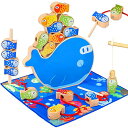 CORPER TOYS 木製おもちゃ 4in1 パズル 魚釣りおもちゃ ひもとおし 紐通しおもちゃ バランスゲーム 棒通し遊び かわいい 木製パズル クリスマス...