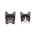 SSYSSY 刺繍 ワッペン アイロン接着両用タイプ ?物 猫 2個入 手芸 DIY用品 (A002)