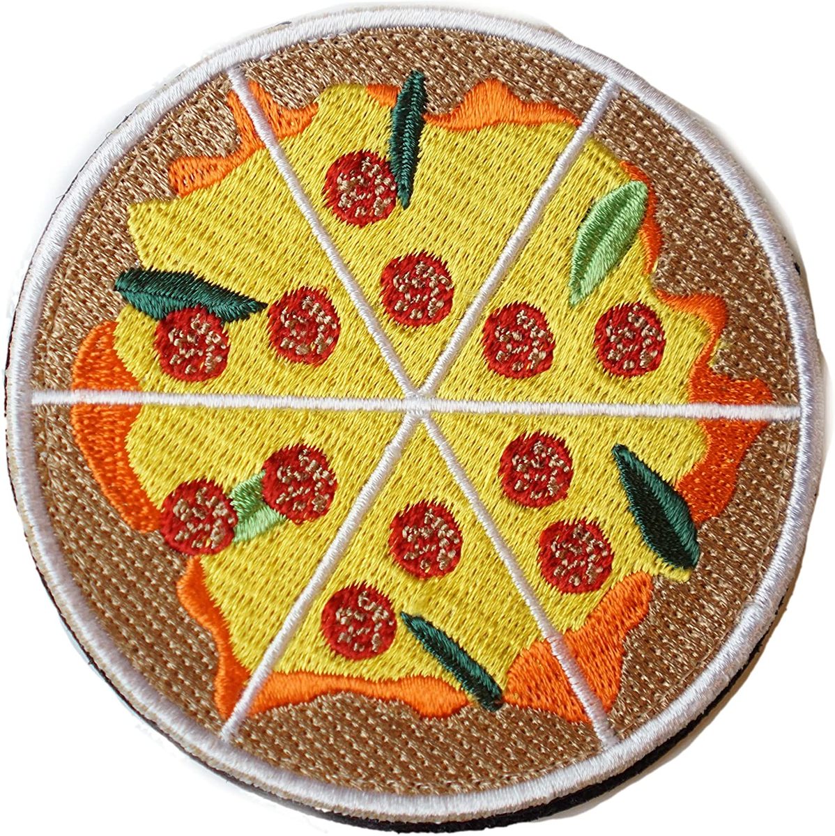 ワッペン屋Dongri ピザ 全面刺繍 マジックテープ式 ベルクロ ワッペン パッチ サバゲー ミリタリー 面..