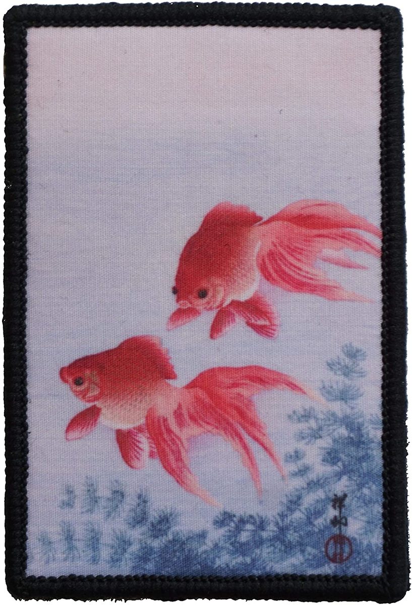 其它 - ワッペン屋Dongri 小原古邨 金魚 浮世絵 クロス転写式 マジックテープ式 ベルクロ ワッペン パッチ サバゲー ミリタリー A0595
