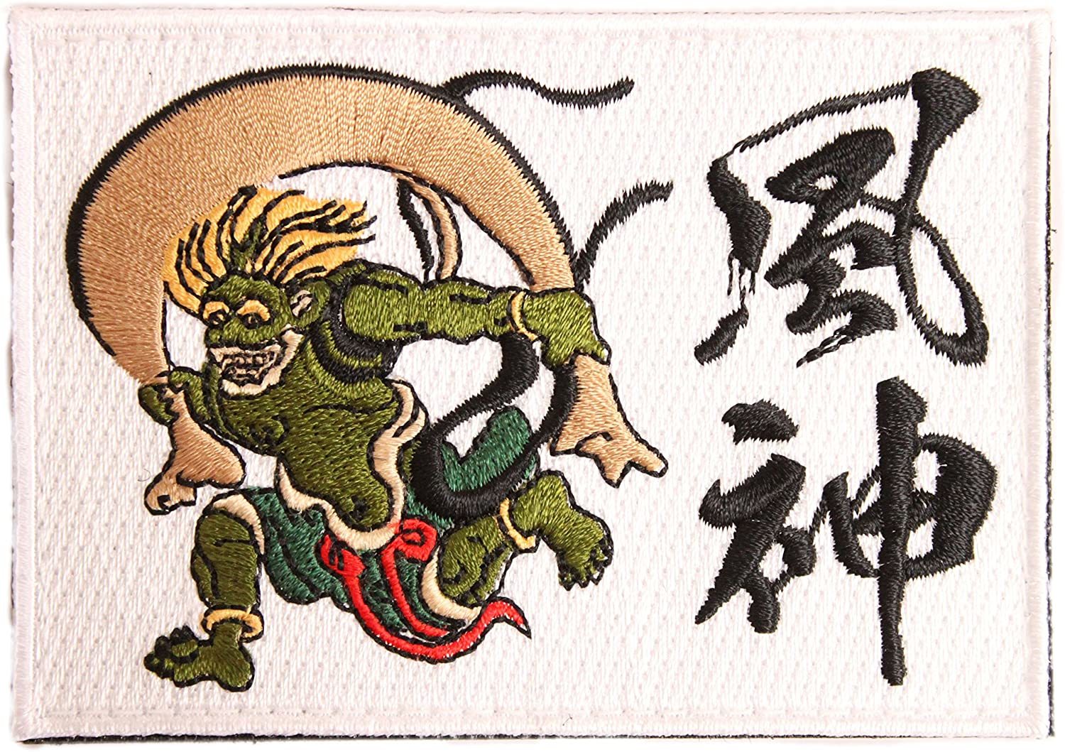 ワッペン屋Dongri 風神 全面刺繍 マジックテープ式 ベルクロ ワッペン パッチ サバゲー ミリタリー A0188