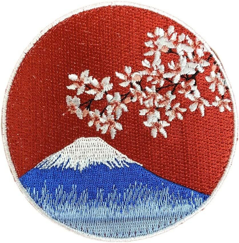 ワッペン屋Dongri 富士山 桜 刺繍 サバゲー パッチ ワッペン 着脱式（マジックテープ、ベルクロ対応） 面ファスナー ミリタリー A0682