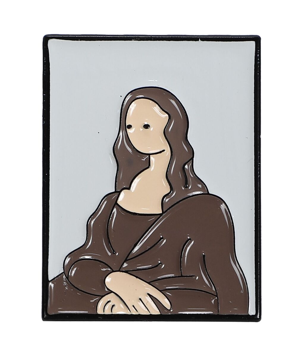 モナリザ風 絵画 ピンバッジ ピンズ バタフライクラッチ バッジ ラペルピン ブローチ スーツ 胸元 面白 グッズ 雑貨 R0022