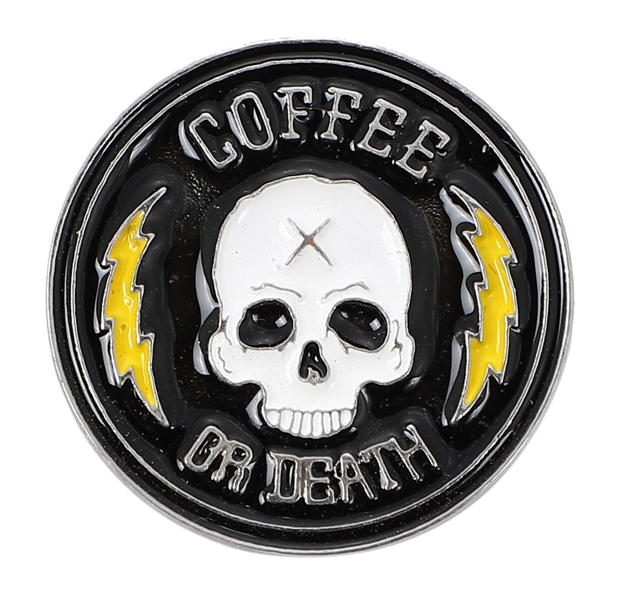 スカル 骸骨 Coffee or Death ピンズ 合金製 バタフライクラッチ バッジ ラペルピン ブローチ スーツ 胸元 面白 グッズ 雑貨 R0078