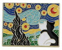 ピンバッジ 名画 ゴッホ 猫 白猫 黒猫 バタフライクラッチ バッジ ラペルピン ブローチ スーツ 可愛い 胸元 面白 グッズ 雑貨 R0258