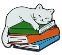 ピンバッジ 猫 読書 バタフライクラッチ バッジ ラペルピン ブローチ スーツ 可愛い 胸元 面白 グッズ 雑貨 R0277