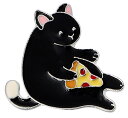 ピンバッジ 猫とピザ 猫 ピンズ バッジ ラペルピン ブローチ スーツ 可愛い 胸元 面白 グッズ 雑貨 R0402
