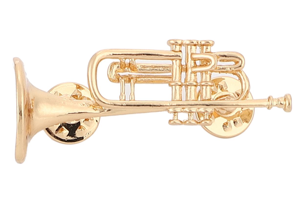 バッジ ピンバッジ ピンズ ラペルピン トランペット 金管楽器 モチーフ ゴールド 吹奏楽 音楽雑貨 5cm×2.2cm メンズ レディース アクセサリー ギフ...