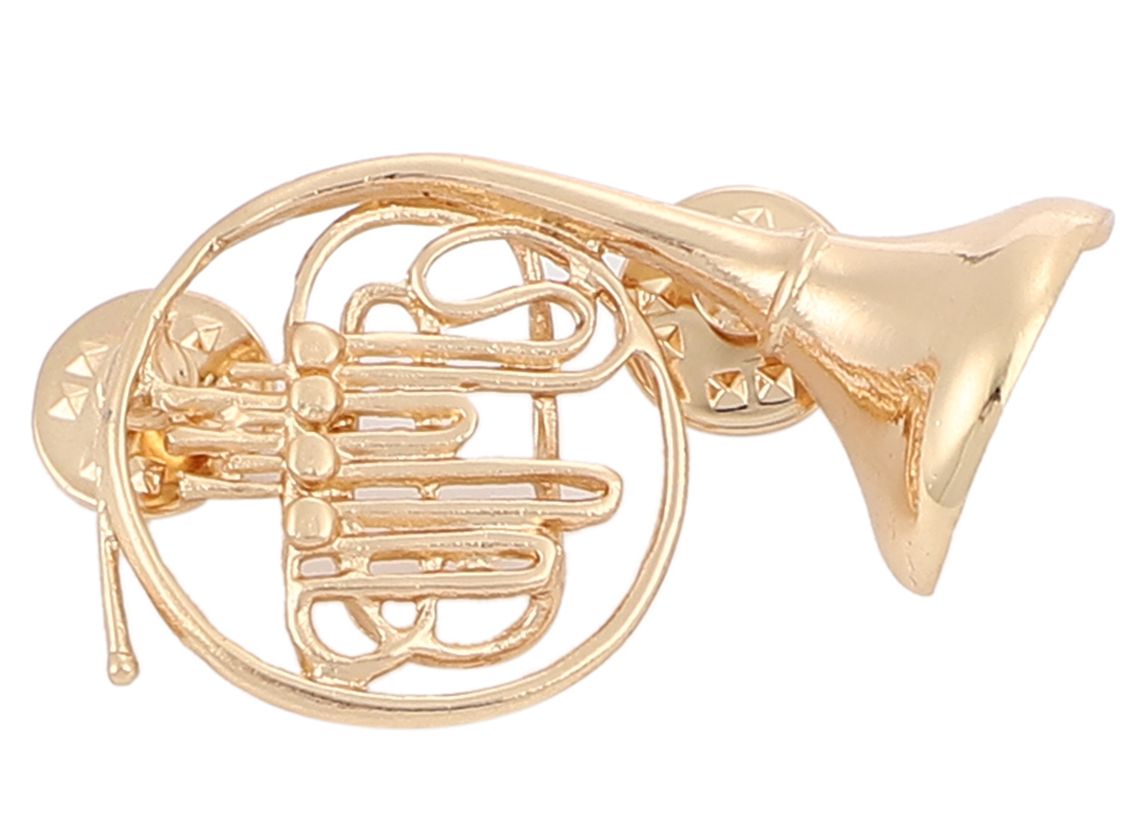 バッジ ピンバッジ ピンズ ラペルピン フレンチホルン ホルン 金管楽器 モチーフ ゴールド 吹奏楽 音楽雑貨 4.5cm×2.5cm メンズ レディース ギフ...