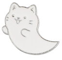 ピンバッジ 猫 ゴースト風 ピンズ ラペルピン ホワイトキャット おばけ風 2.7×2.3cm メタルバッジ ホラー風 ハロウィン ギフト ユニセックス R04...