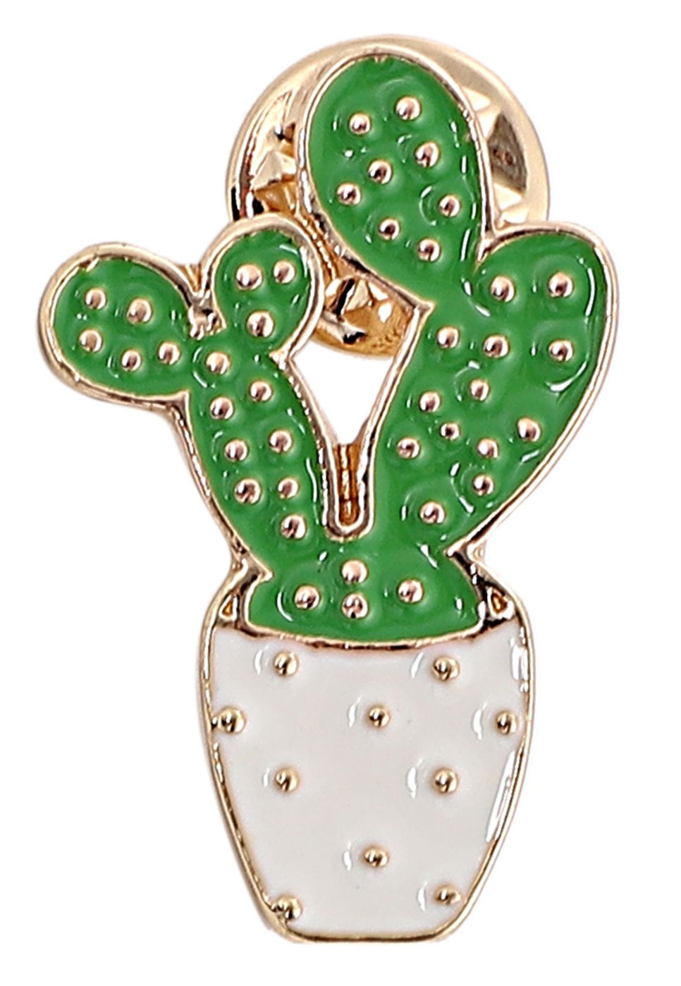 サボテン ピンバッジ 観葉植物モチーフ ミニサイズ カラフル ラペルピン ピンズ カジュアルアクセサリー メンズ レディース 緑×白 R0513