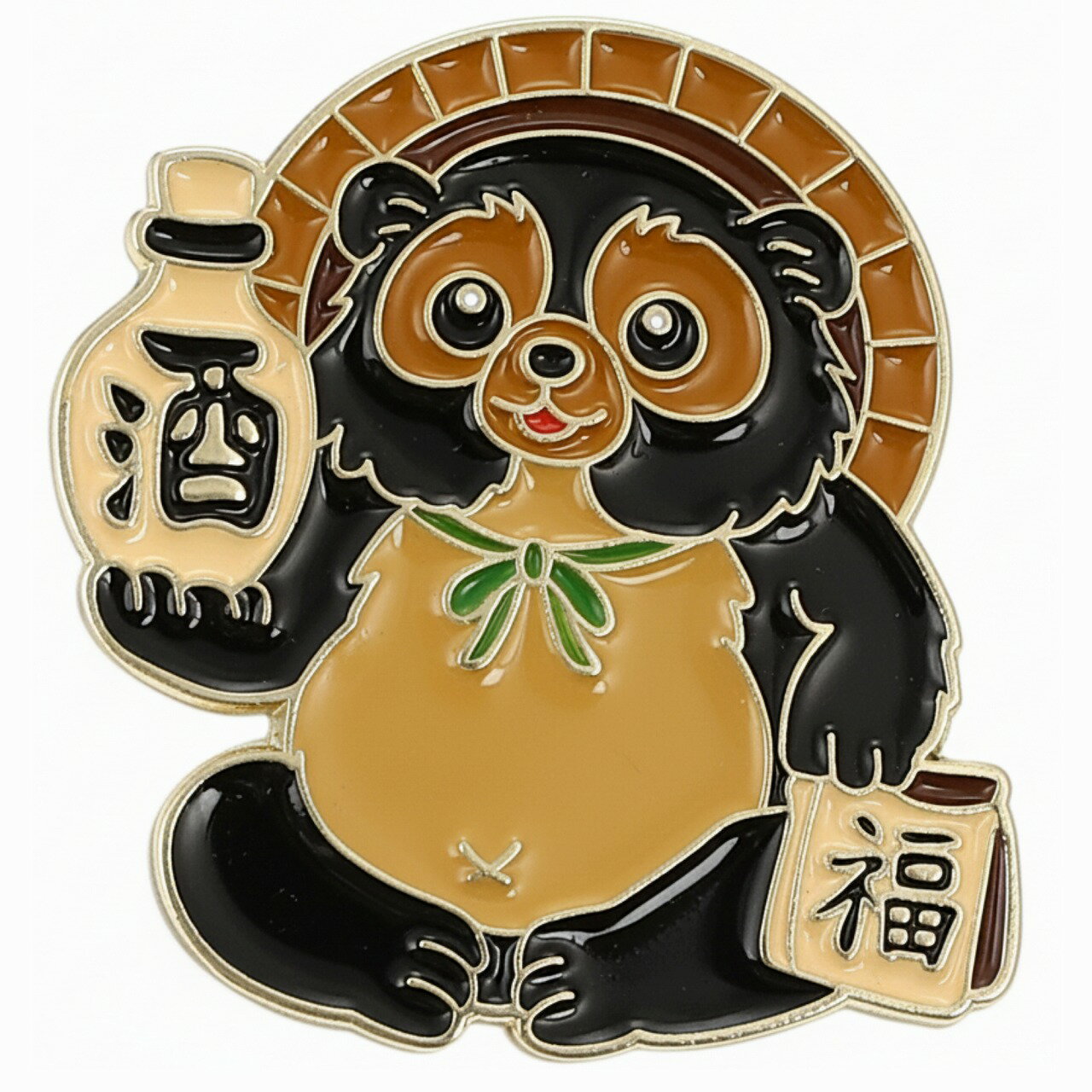 ピンバッジ たぬき タヌキ 酒 福 縁起物 かわいい ラペルピン ピンズ バッジ 和柄 招福 グッズ バッグ ..