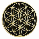 ピンバッジ フラワーオブライフ 神聖幾何学 生命の花 シンボル ピンズ スピリチュアル メンズ レディース 金黒デザイン 2cm Don Flyee C0097